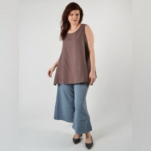 Bryn Walker Linen Tunic Top Sleeveless Brown Lagenlook Size M